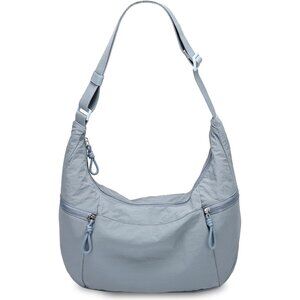 Crossbody Crescent Bag for Women, Casual Lightweight Nylon Medium Slouchy Hobo B